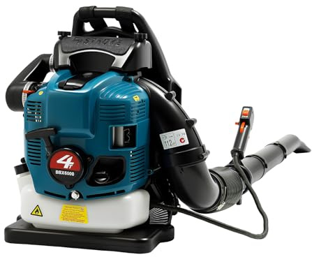 EGBNSY Soffiatore a Scoppio, 4 Tempi, 75.6cc Soffiatore, 2.6 Kw Aspiratore Foglie da Giardino, Silenziatore 112dB, Cinghie Regolabili, Aspirafoglie da Giardino per Pulizia Foglie e Detriti (Blu)