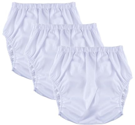 3 st Vuxenblöjöverdrag for inkontinens Återanvändbara vattentäta byxor | Inkontinens Pull Up Plast blöjöverdrag for vuxna män kvinnor Läckagesäkra inkontinensunderkläder(White,X-Large)