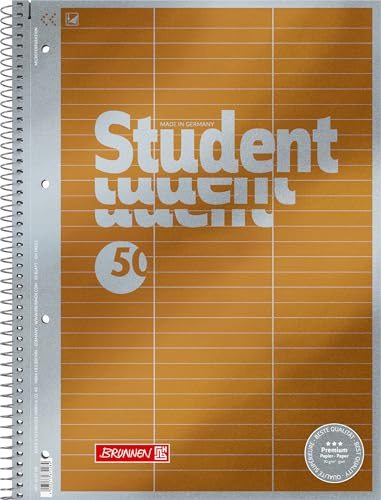 BRUNNEN Collegeblock Premium Student Ordförråd | A4, linjerat 54, 50 ark, gul