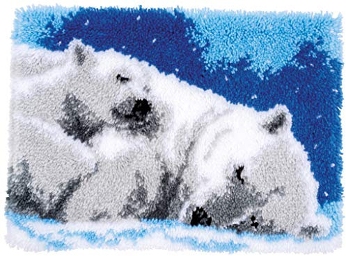 Vervaco PN-0170803 Eisbären Knüpfpackung Teppich, Baumwolle, mehrfarbig, ca. 53 x 39 cm / 21,2 x 15,6
