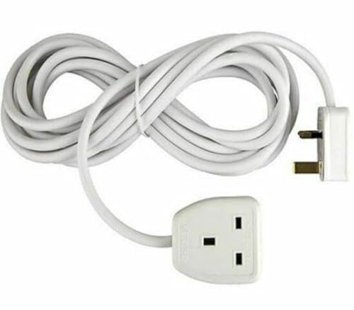 Mr. Gadget's Solutions Cable de extensión de alimentación de 1 vía de un solo zócalo de 13 A, enchufe británico de 3 pines, cable de 5 metros, color blanco