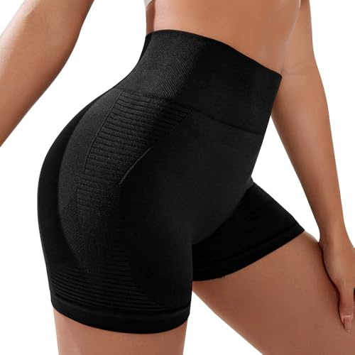 KOEMCY Short Femme Sport Ete Taille Haute Cycliste Running Leggings Court Fitness Yoga Push up Shorts Sportswear Respirant Confortable Séchage Rapide Moulant Élastique