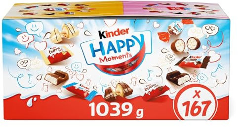 Kinder Chocolate Exclusive Happy Moments Bulk Chocolate Box for Halloween, Gifting, Party Bags, 167 pieces, 1kg