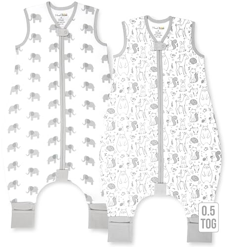 Mama Cheetah - Saco de dormir para niños pequeños con pies 3T-4T, 0.5 TOG, de algodón orgánico, manta portátil para bebé con piernas, saco de dormir para bebés que caminan, saco de dormir grande para