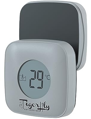 Tigerlily Enterprises 2-in-1 Magnetic Aquarium Glass Cleaner & Digital Thermometer – Floating Algae Scraper Brush for Freshwater & Saltwater Fish Tanks