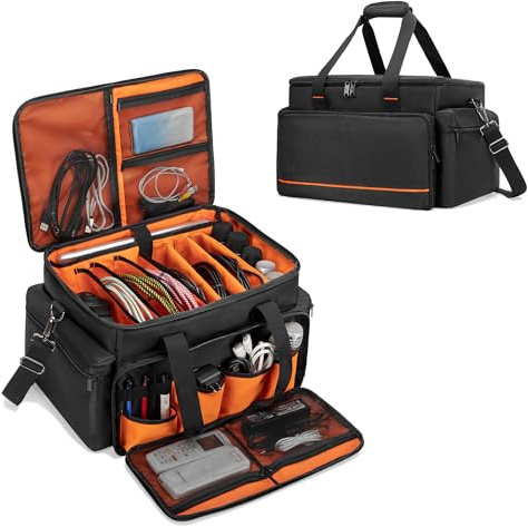 Trunab DJ Cable File Bag with Adjustable Dividers, 15.6'' Laptop Sleeve