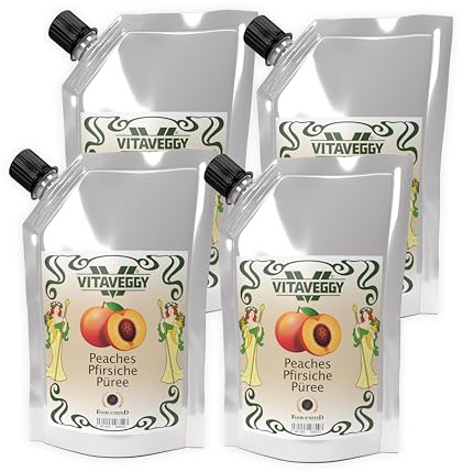 VITAVEGGY PFIRSICHPÜREE 2x1kg weißer-Pfirsich-Fruchtpüree von Food-United peach-fruit-puree für Pfirsich-Smoothie-Saft oder für Bellini Sauce Tee Sorbet ohne Aroma- und Konservierungsmittel (2)