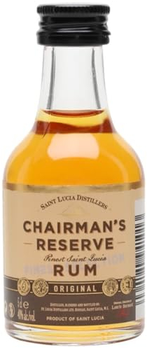 Chairman's Reserve Original Miniature: Premium Rum/Distilled, blended and bottled in Saint-Lucia / 40% alcohol, 5CL/ perfect for cocktails and sipping experiences.