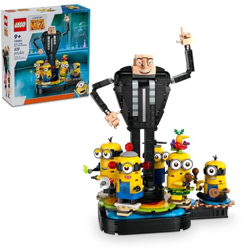 LEGO Despicable Me 4 Brick-Built Gru and Minions Figure, Buildable Minions Toy for Kids, Dancing Despicable Me Toy Figures Playset, Play-and-Display Birthday Gift for Boys and Girls, 75582
