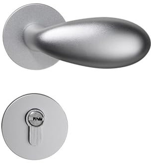 TEmkin Serrature per Porte in Lega di Zinco Maniglia per Porta Interna della Camera da Letto Serratura per Porta silenziosa con Cilindro (D Grigio Chiaro)