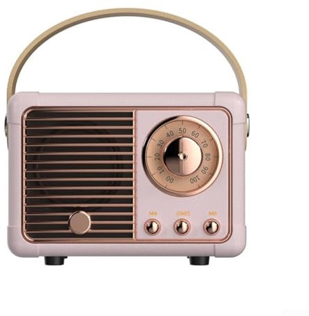 High Fidelity Retro Radio Smart Speaker Wireless Card Mini Portable Subwoofer, Small And Cute Design, Gray Blue Color, Rechargeable Battery, 10m Range, Bluetooth Compatible(pink)