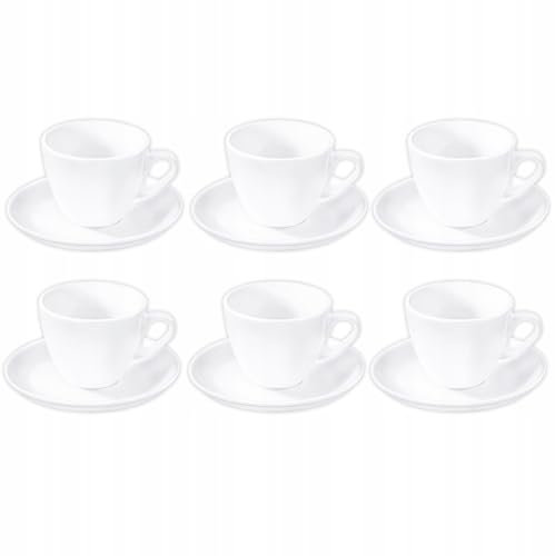Wilmax - Tasses avec soucoupes - Lot de 6-110 ml - porcelaine - Blanc - Service de table pour 6 personnes - Set de tasses pour café, thé, desserts et à thé