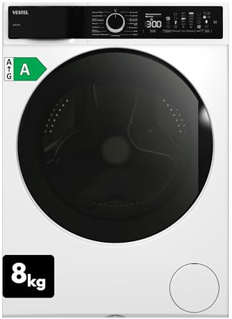 VESTEL WMI 89341 Waschmaschine 8 kg Frontlader – 1400 U/min, Inverter-Motor, Dampffunktion, AquaStop, leise, energieeffizient, unterbaufähig, Weiß