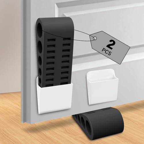 MAMIELIZ 2 Pezzi Cuneo Fermaporta per Pavimento, Fermaporta Gomma, Altezza Regolabile Antiscivolo Antigraffio Ferma porta da Pavimento per Balcone, Camerette, Cucina, Bagno, Ufficio, Hotel