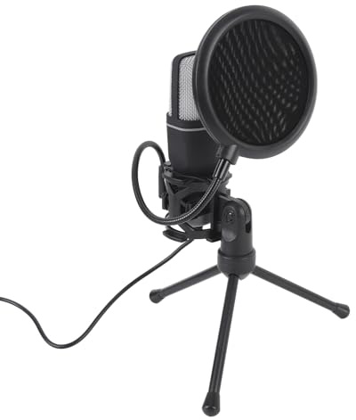 Gaming USB-mikrofon för PC, Trådbunden Kondensatormikrofon, RGB-indikator, Stativstativ, Brusreducering, Plug and Play för Streaming Av Podcaststudioinspelning