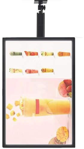 Caja de luz LED, tablero de pantalla vertical delgado, tablero de menú digital retroiluminado montado en la pared con poste telescópico, cartelera colgante para teatro, restaurante, bar, publicidad en