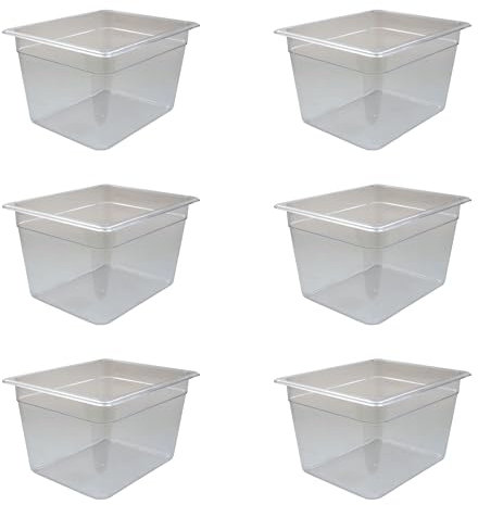 AcMax 6 contenitori per gas GN 1/2 in policarbonato, 12,5 litri, profondità 200 mm, Gastronorm