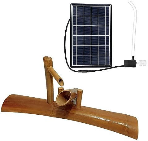 JYHHGDS Fontana in bambù Fatta a Mano, fontane da Esterno indipendenti con Pompa Solare, Fontana da Giardino Zen, Kit per Fontana da laghetto da Giardino, Regalo per Mamma, Fidanzata, Figlia, 90 cm