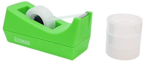 Dispensador de Cinta Adhesiva Portarrollos de Sobremesa Con 4 Rollos de Cintas adhesivas Transparente 18 mm x 35 m Base Antideslizante óptimo para Papelería Oficina o Hogar (Verde)