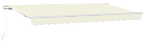 vidaXL 4 x 2 m Cream and White Manual Retractable Awning Canopy Made of Polyester and Aluminium Water and UV Resistant with Painted Frame Wall Mountable Adjustable Arms Ideal for Outdoor Use