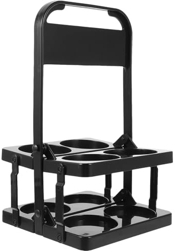 Lurrose Porta Cerveza Plegable Negro Capacidad para 4 Botellas, Cesta para Botellas de Cerveza y Vino Portátil Asa, Estante Manual para Almacenamiento y Transporte en Casa o Eventos