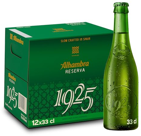 Alhambra Reserva 1925, Pack de 12 Botellas x 33 cl, Cerveza Alhambra 1925 con Extra de Fermentación Lenta, 6.4% Alcohol