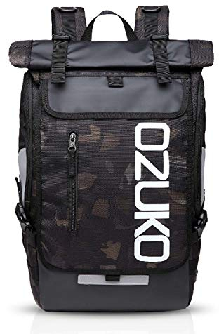 FANDARE Rucksack Bergsteigen Schulrucksack Rolltop Daypacks für 15.6 Zoll Laptoptasche Herren Damen Rucksäcke zum Reise Wandern Camping Schulranzen Schultasche Daypacks Camo AA
