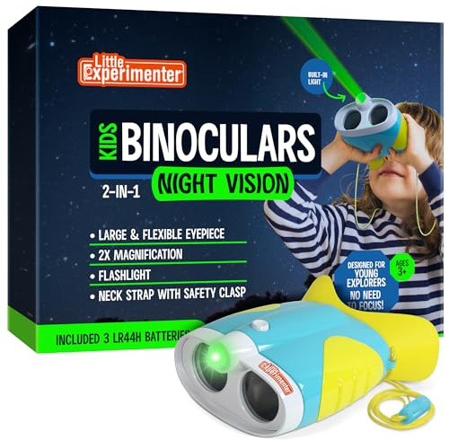 Little Experimenter Jumelles jouets pour tout-petits et enfants – Jumelles jouets pour enfants avec lampe de poche – Jumelles confortables pour les tout-petits et les enfants garçons et filles âgés de