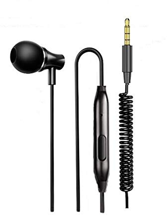 LINHUIPAD K8 Auricolare a lato singolo con microfono In-Ear Stereo a Mono,cuffie da un lato,jack da 3,5 mm con isolamento acustico in metallo, cavo rinforzato a molla