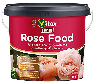Vitax Organic Rose Food, Specially Tailored Nutrient Mix, Slow Release, 100% Organic, For Healthy Leaves And Bigger Blooms Of Flowers- 4.5Kg
