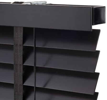 Holz Jalousie 50 mm - Schwarz - 130 cm x 175 cm (BxH) - Jalousie für Fenster und Tür - Jalousie aus Holz - Erhältlich in Breiten von 50 cm bis 160 cm - Innenjalousie