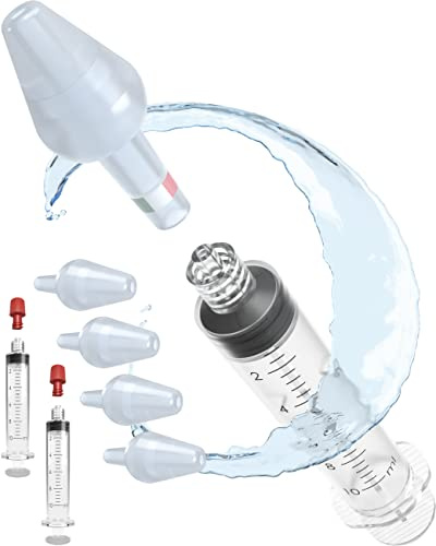 Rino Set Lavaggio Nasale Bambini e Adulti, Kit Pulizia Naso Made in Italy con Siringa e Irrigatore per Soluzione Fisiologica (2 Siringhe, 4 Olive)