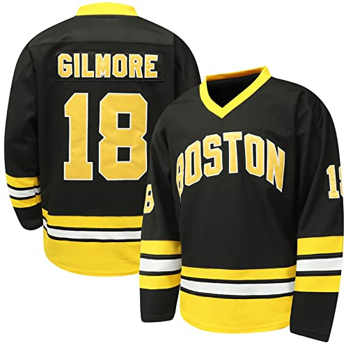 Happy Gilmore #18 Jersey Boston Adam Sandler 1996 Movie Ice Hockey Jersey Cosido S-XXXL, Ropa de Hip Hop de los años 90 para Fiesta, 18-Negro, S