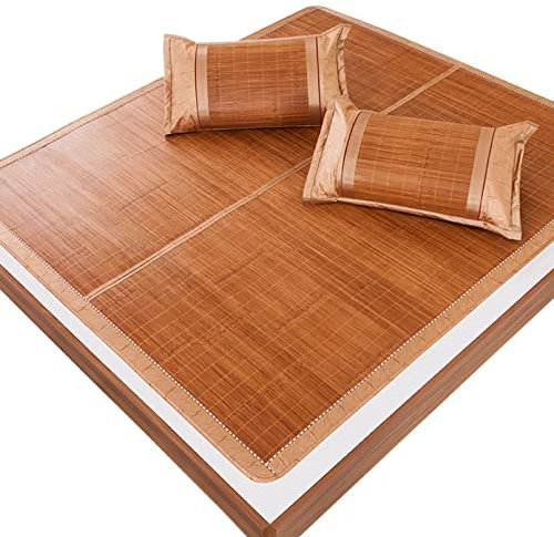 Summer Sleeping Bamboo Mat,Cooling Sleeping Pad,Bamboo Mat Cooling Mattress,Foldable Straw Pad Mattress,Summer Bedding,Double-Sided Use,for Single Double School Dormitory (120x190cm/47x75in)