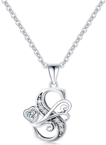 SHBOAZED S925 Sterling Silver Initial Letter Necklaces for Women Dainty Letter Chain Necklace for Women Personalized Jewelry Gifts S