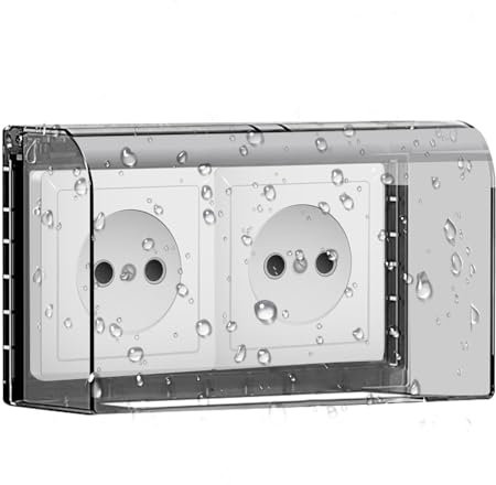 YFLeomry Enchufe exterior protector de lluvia 12,5 x 20,6 × 7,5 cm enchufe protector de lluvia tipo 86 interruptor dúplex cubierta transparente para baño, cocina, balcón, salón