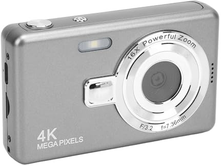 Appareil Photo Numérique 4K, Q12 50MP écran HD 2,4 Pouces, Appareil Photo Numérique de Pointage et de Prise de Vue avec Zoom 16X, Caméra de Vlogging Compacte Anti-secousse pour