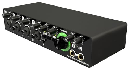 Fcuajdkq -MD44 Tarjeta de Sonido de MicróFono Profesional 24 bits 192 KHz Interfaz de Audio de 4 VíAs para GrabacióN de Podcasts Instrumento Musical-A