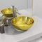 Myheimly Waschbecken mit Abflussloch Waschschale Aufsatzwaschbecken Waschtisch Waschplatz Handwaschbecken Badezimmer Keramik Rund Gold