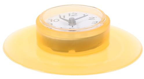 HIAKDOFT Reloj De Baño Pequeño Ventosa Amarillo, Vidrio Resistente Al Agua y Antiempañante, para Ducha y Cocina, Reloj De Pared Funcional para Ambientes Húmedos