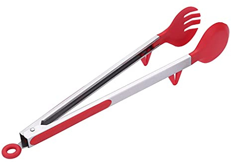 Pinzas Para Freír Pinzas de cocina, pinzas de cocción de bloqueo de acero inoxidable de primera calidad con puntas de silicona, pinzas de comida antideslizante for cocinar Pinzas Cocina(13in)