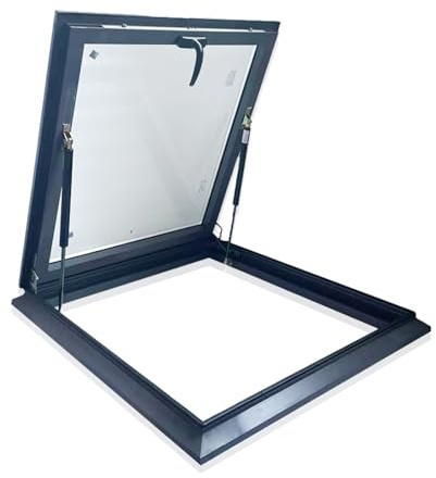 Lucernario da tetto, copertura per lucernario in vetro temperato, telaio in lega di alluminio e asta idraulica, finestra da tetto di uscita con vetro temperato a doppio strato, per tetto (68 * 78cm)