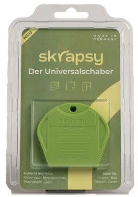 skrapsy - Der Universalschaber (Grün) 2er-Set, Ceranfeldschaber, Glasschaber, Küchenschaber, Skrapsy für Kochfeld, Schaber für Klebereste