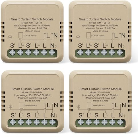 Lot de 4 modules d'interrupteur de volet roulant Wi-Fi Alexa Smart avec pourcentage de réglage, relais pour moteur de volet roulant, compatible avec l'application Smart Life Tuya, Alexa, Google