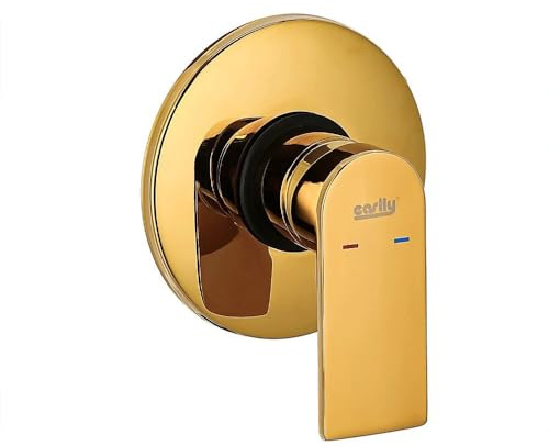 Vetrineinrete® Miscelatore per doccia ad incasso da parete oro lucido rubinetto monocomando moderno tondo