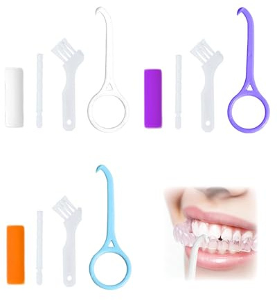 LOZTBUE Extracción Alineadores Dentales 3 Piezas Kit Herramienta Removedor para Ortodoncia Invisible con Ganchos, Seguro y Fácil Usar para Cuidado Bucal Diario(Blanco, morado, azul)