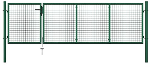 vidaXL Gartentor Gartentür Zauntor Gartenpforte Zauntür Hoftor Gartenzaun Pforte Metalltor Hoftür Tor Einfahrtstor Stahl 350x100cm Grün