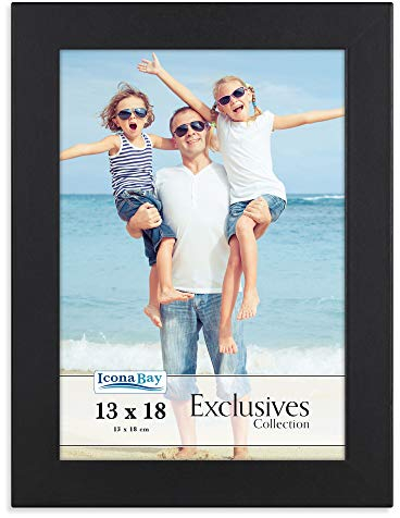 Icona Bay Cornice per Foto 13 x 18 cm Nera, Robusta Cornice per Foto in Legno Composito 13 x 18, Design Elegante, da Tavolo o Montaggio a Parete, Collezione Exclusives