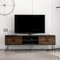 Homidea Milestone TV-Bänke & Lowboard - TV-Ständer mit Metallbeinen im rustikalen Design (Nußbaum/Schwarz)