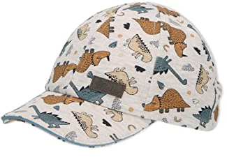 Sterntaler Basecap Dino Druck - Jungen Baseball Cap elastisch mit Gummizug - Sommer Basecap mit festem Schirm - Sportive Baby und Kinder Schirmkappe, UV-Schutz 50+, Silber, Größe 53